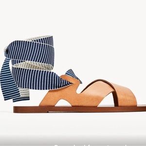 New photos- Zara Saddle Leather Sandals w Ribbon Ties 11